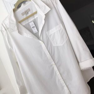 Loft white button down cotton shirt